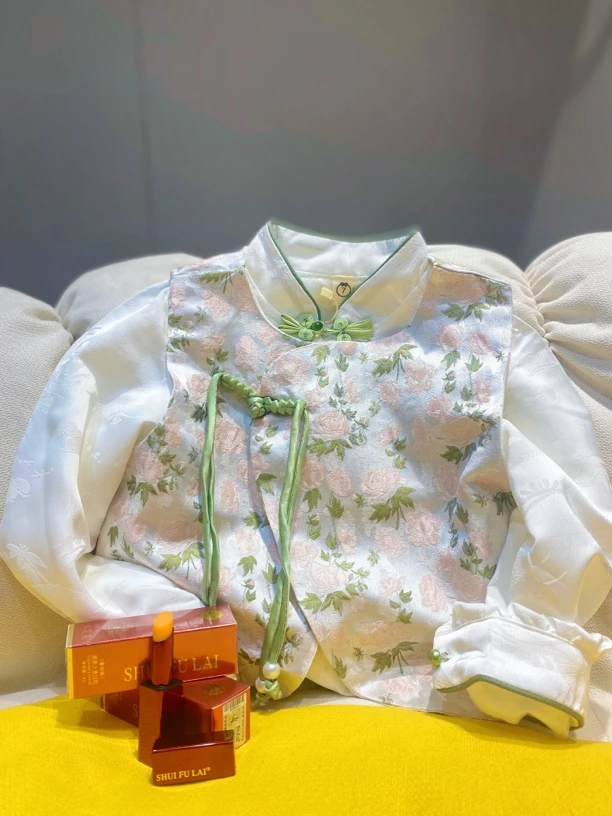 珍姐家水芙莱儿童新中式马甲衬衫