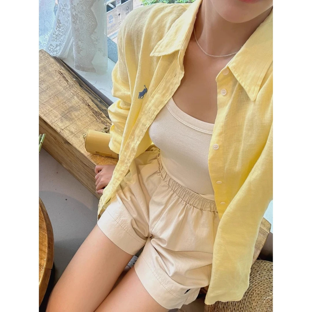 春夏小马标刺绣衬衫女韩版新款宽松休闲慵懒防晒衬衣外穿百搭上衣