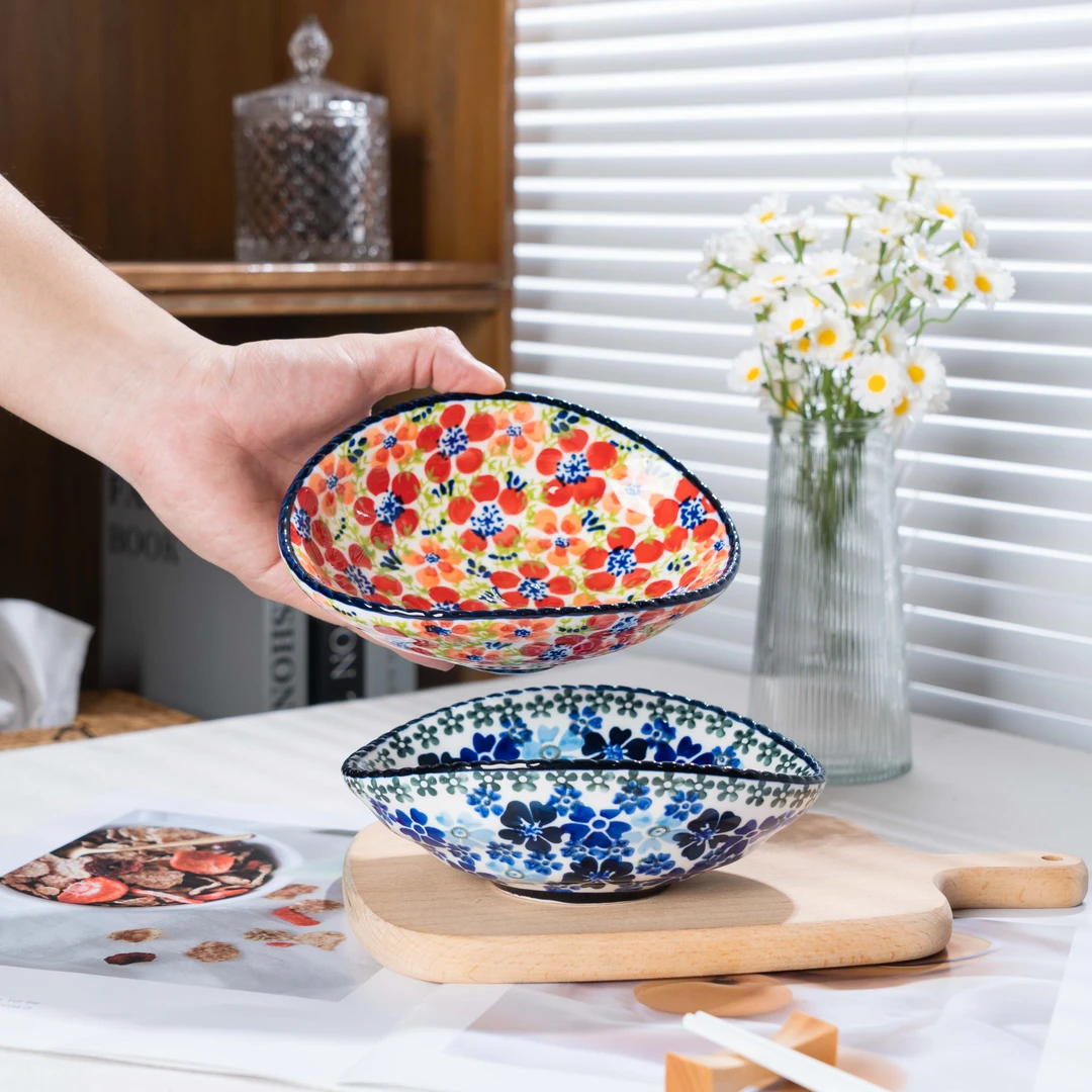 【西里西亚】手绘碧丝粉黛/雾里看花-6英寸元宝碗（2个装）