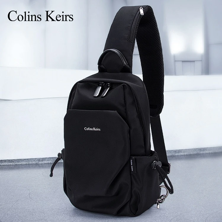 Colins Keirs男士单肩斜挎包休闲时尚胸包大容量商务通勤背包潮流