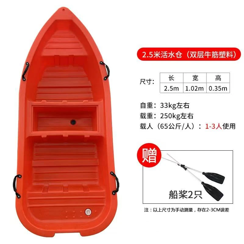 【2.5米冲锋舟】塑料渔船双层加厚牛筋捕鱼小船