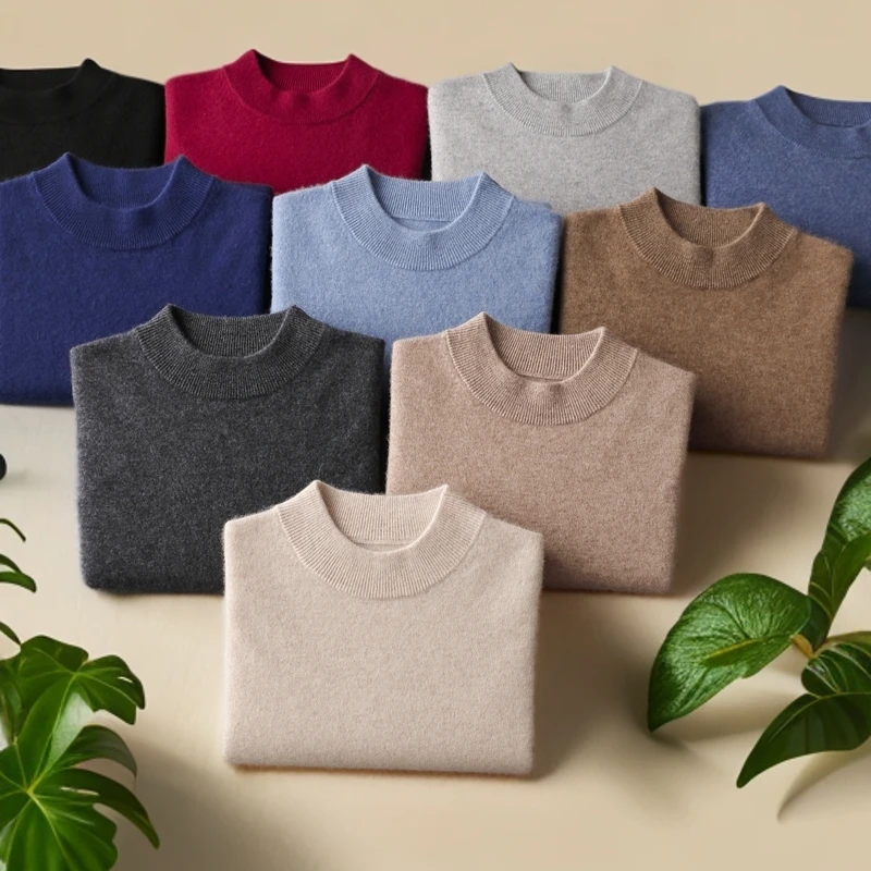 九九羊绒轻薄半高领羊绒衫100%山羊绒一线成衣保暖针织衫时尚长袖