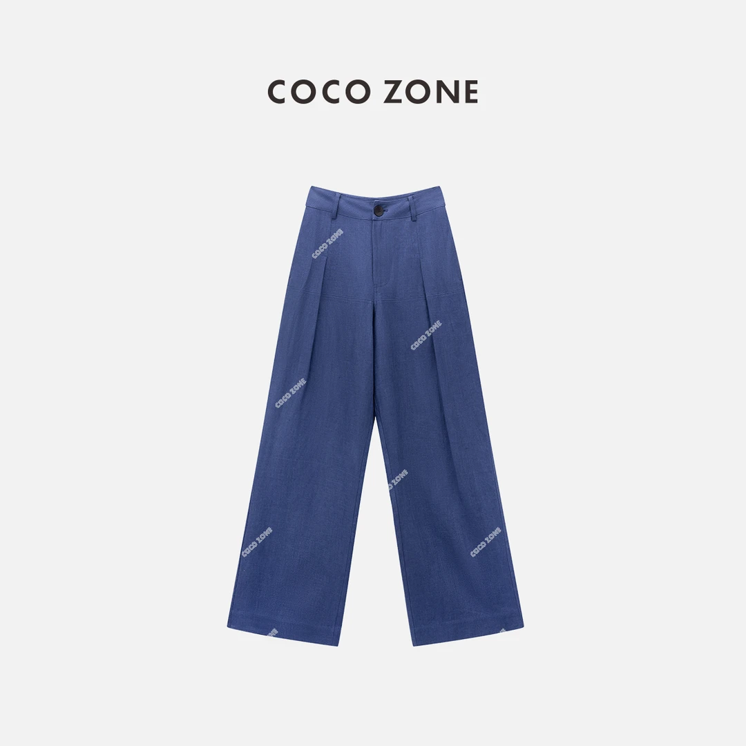 COCO ZONE 刘一一复古百搭纯色裤时尚简约直筒裤CC1B0784