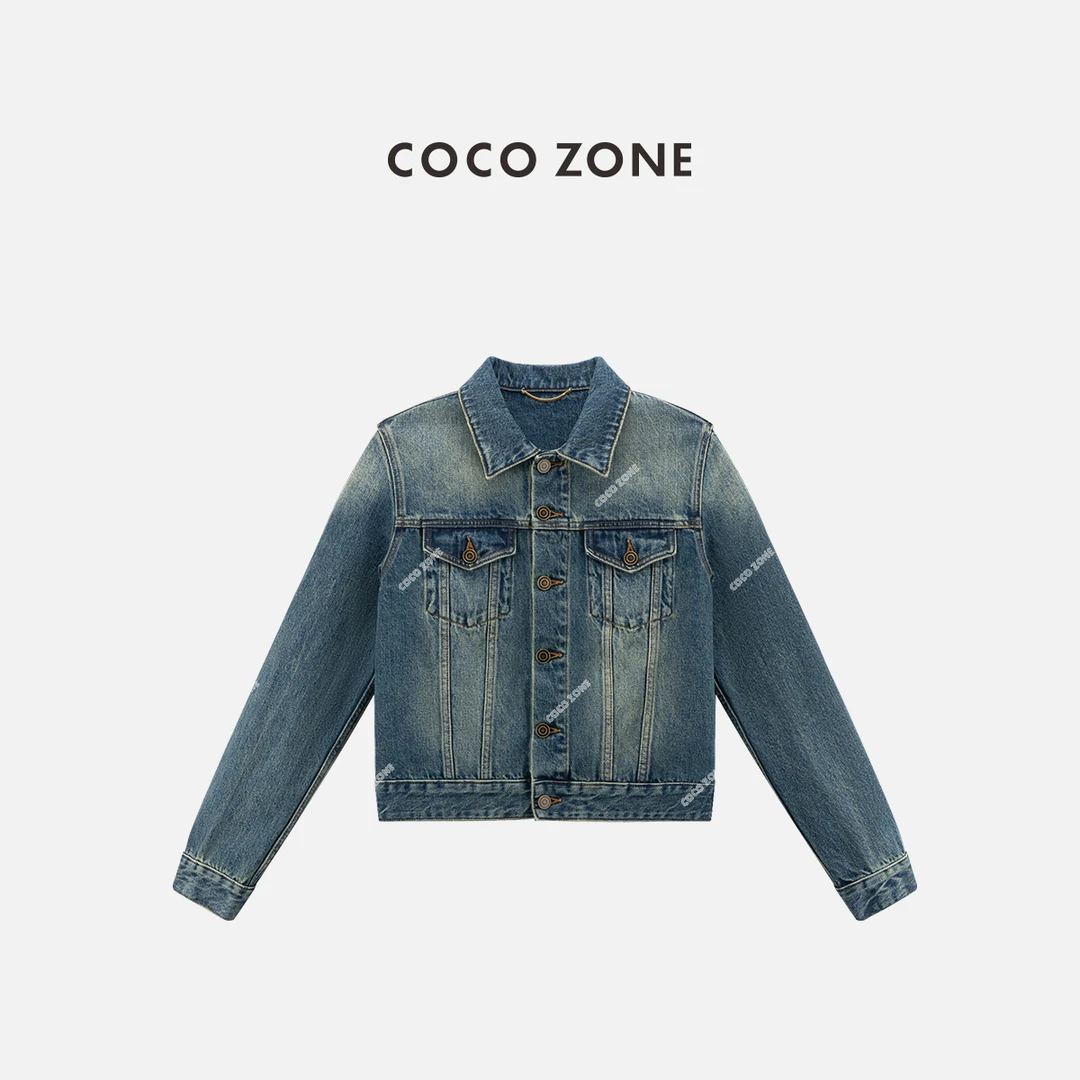 COCO ZONE 刘一一"罗兰牛仔"复古翻领单排扣休闲百搭外套CC1C1555