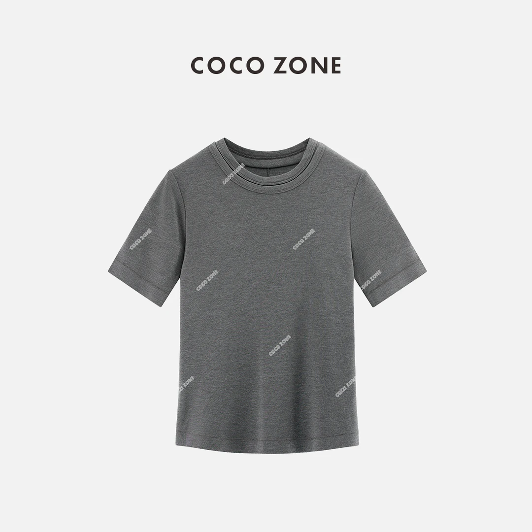 COCO ZONE 刘一一"肤感T"新款圆领短袖T恤休闲百搭上衣 CC2A0182