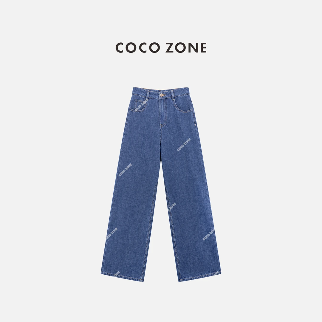 COCO ZONE 刘一一"超薄丹宁裤"夏季纯色牛仔裤显瘦直筒裤CC1B1346