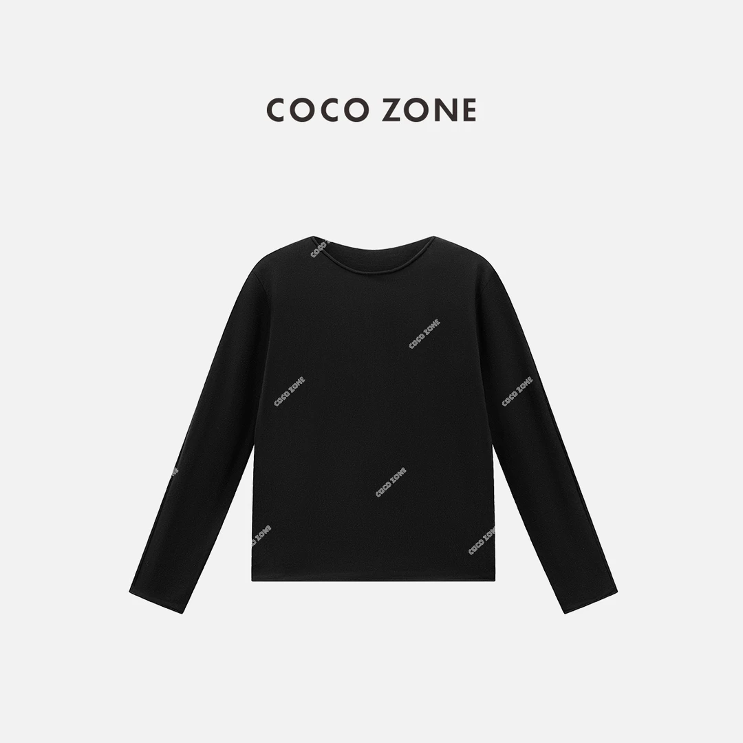 COCO ZONE 刘一一 纯色圆领针织衫百搭长袖套头上衣CC2C1377