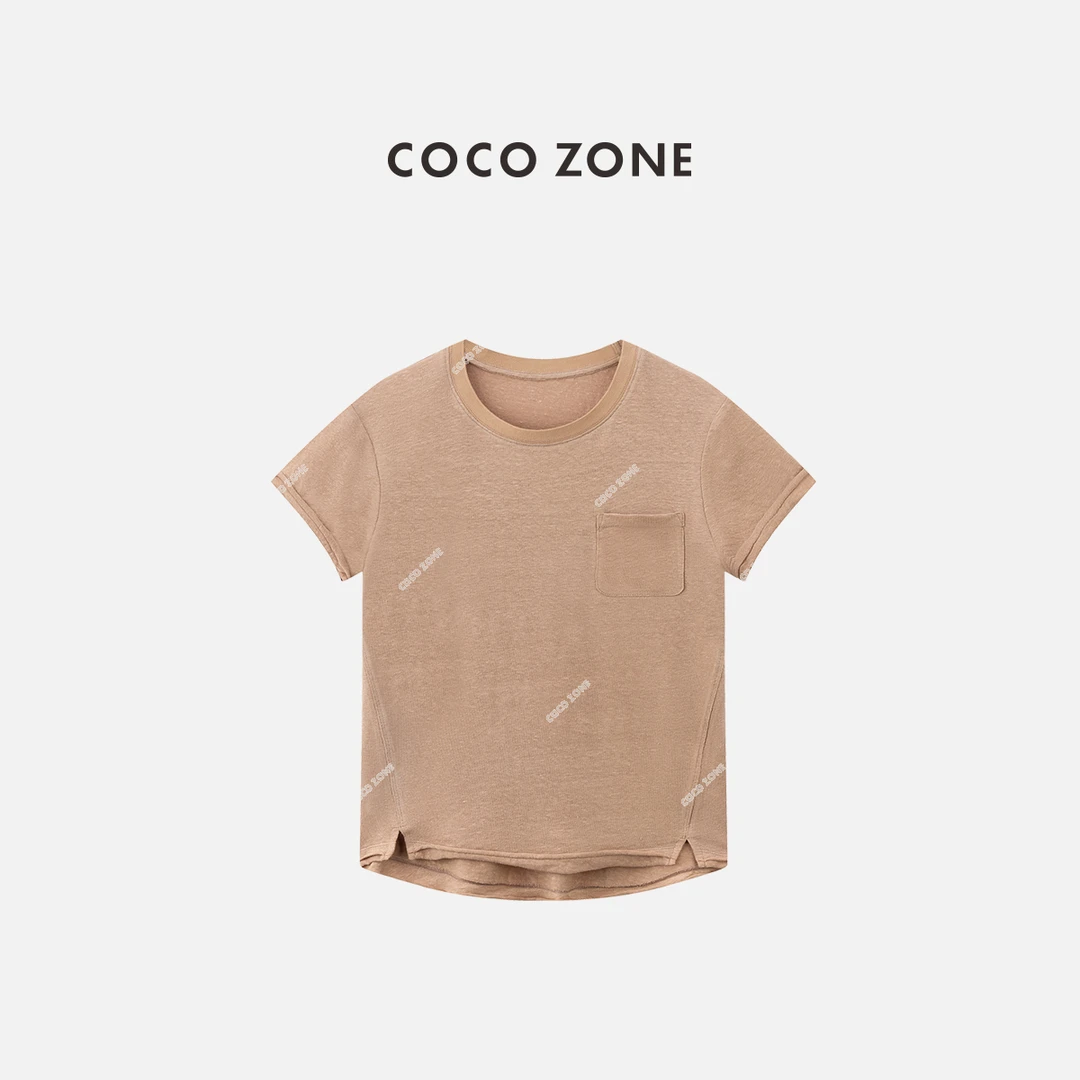 COCO ZONE 刘一一"囗袋T"夏季新款圆领简约百搭带兜T恤 CC1B1193