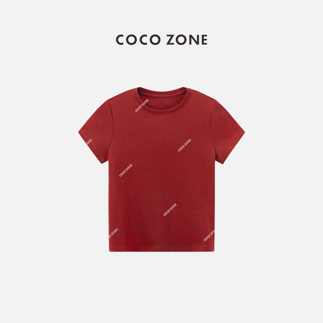 COCO ZONE 刘一一"小红"女士新款短袖T恤设计感上衣CC1A0593