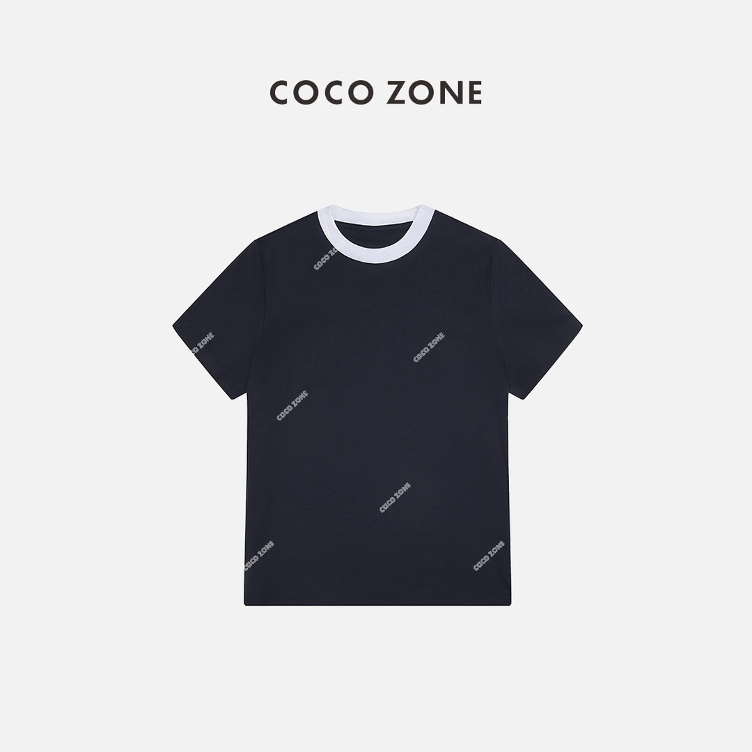 COCO ZONE 刘一一 高级感螺纹圆领短袖T恤上衣24C10192