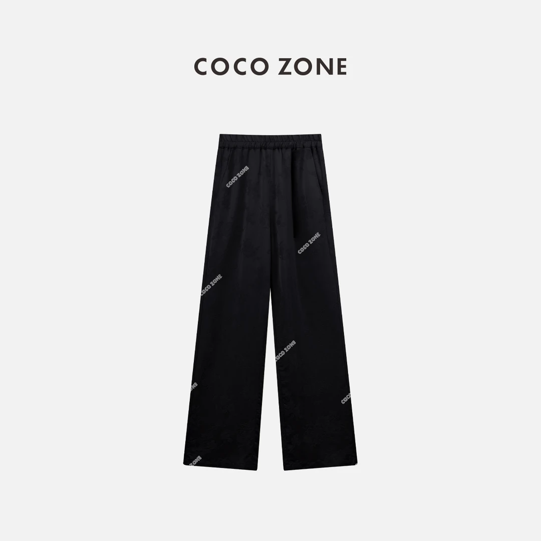 COCO ZONE 刘一一 新中式国风提花裤时尚复古直筒裤CC1A0395