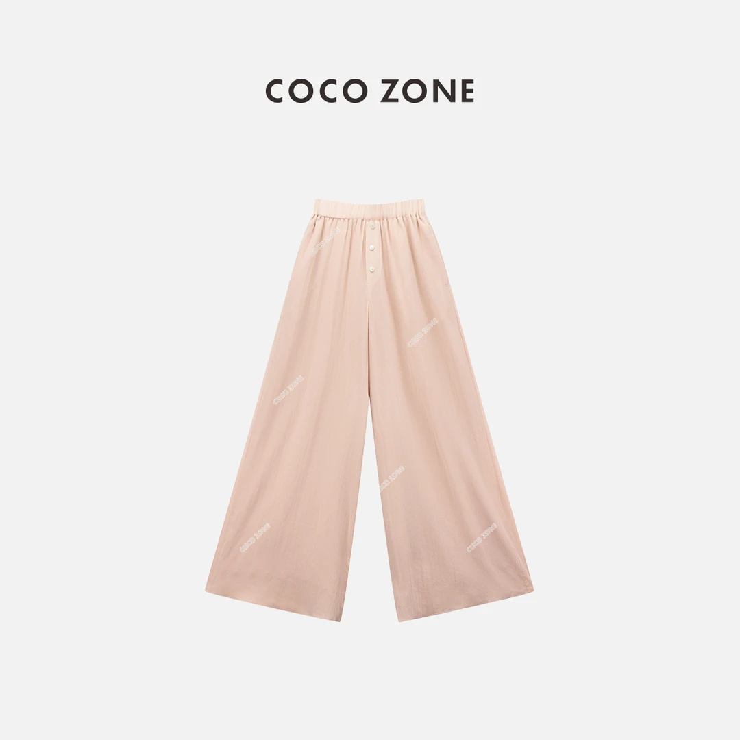 COCO ZONE 刘一一"松驰粉裤"100棉松紧腰单排扣裤 CC1B0909