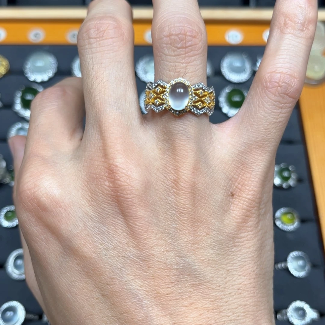 【闪购商品】岫玉戒指银S925镶嵌款*