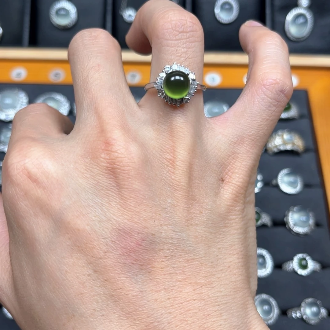 【闪购商品】岫玉戒指银S925镶嵌赵*虎