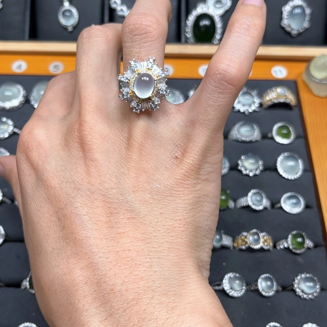 【闪购商品】岫玉戒指银S925镶嵌柯*.