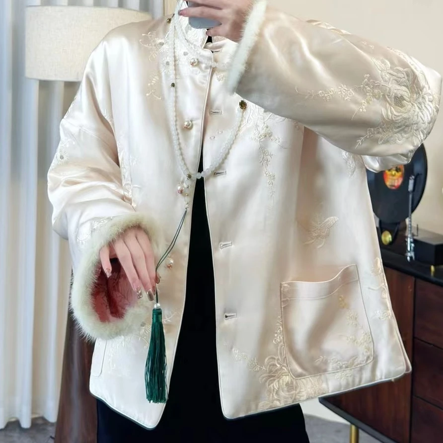 白月光｜ 新中式风格新中式皮草加厚外套2024D9118—大鱼