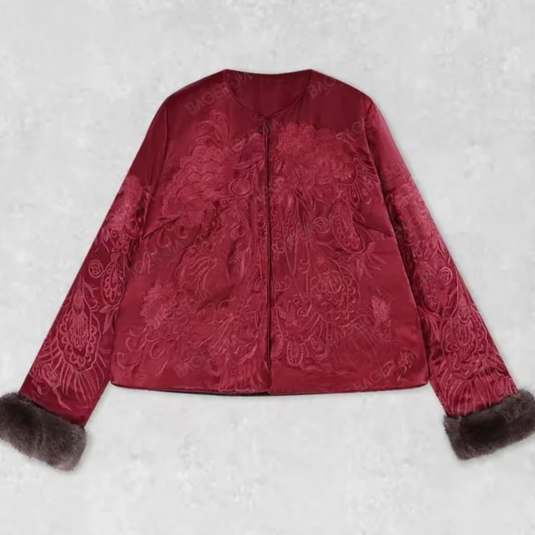 【初一】冬季年味满满中国红金凤凰刺绣外套2024D18311——大鱼