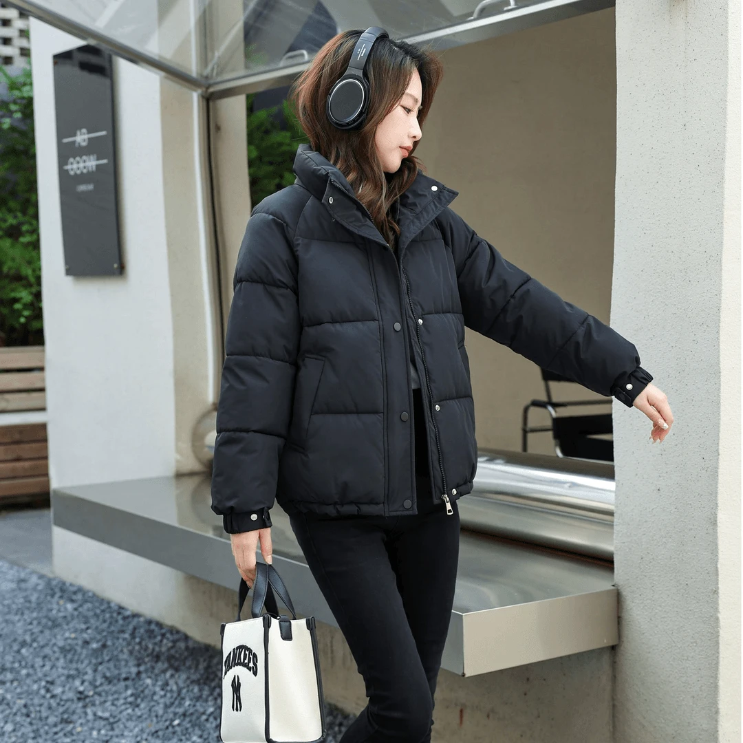 2024爆款新款学院风冬季短款韩版宽松加厚棉衣外套休闲百搭立领