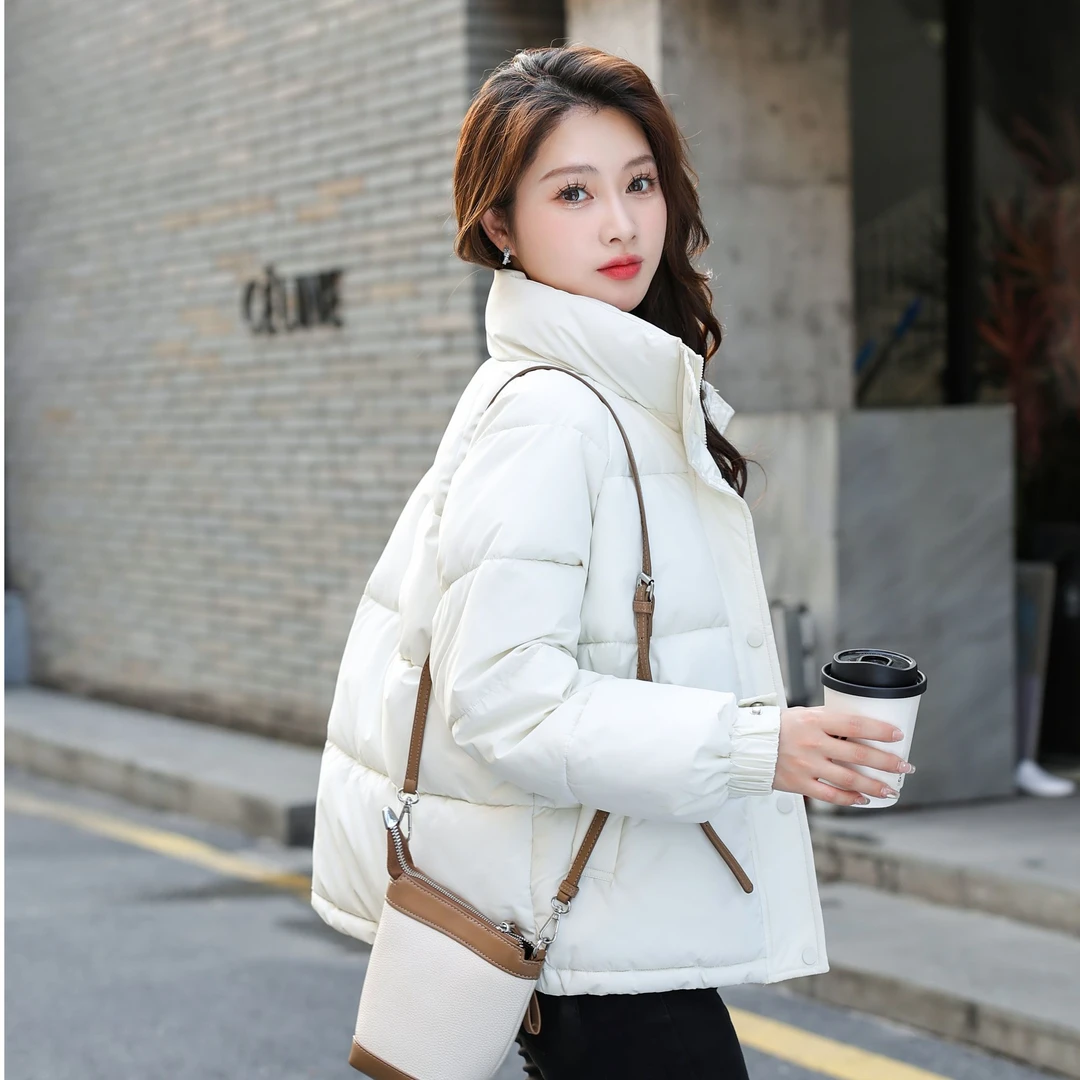 2024爆款时尚新款学院风冬季短款韩版宽松加厚棉衣外套
