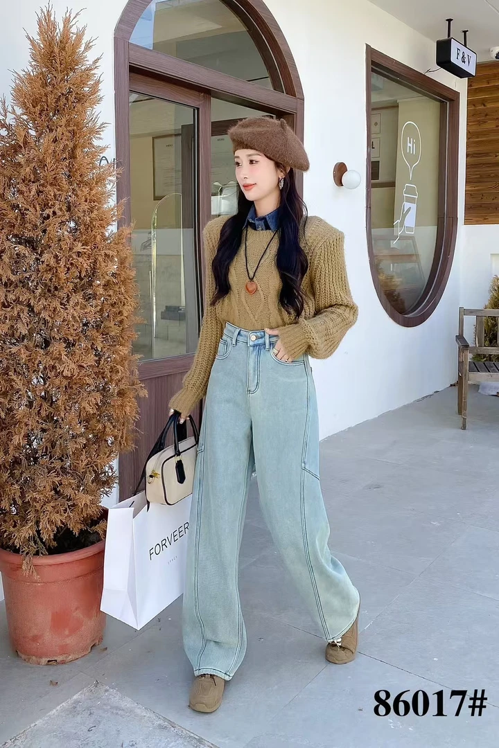 韩货复合绒款弯刀裤