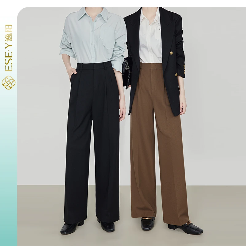 【逸阳※金奢】ESE·Y-高腰时尚通勤雅丹老钱风质感显瘦直筒裤