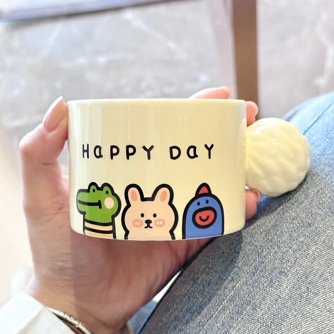 创意陶瓷杯可爱搞怪涂鸦设计感马克杯家用水杯咖啡杯早餐燕麦杯子