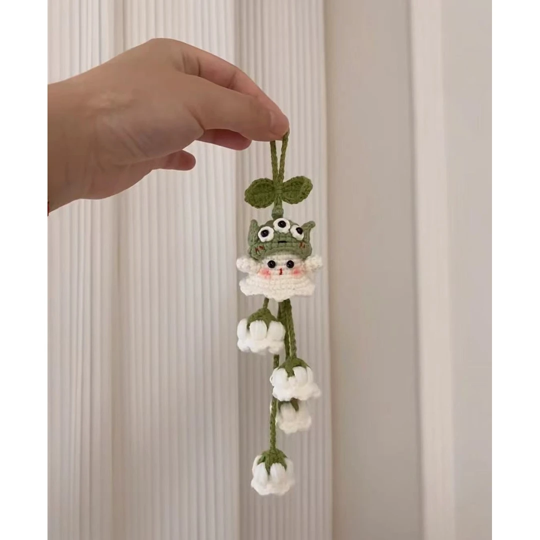 毛线钩针小幽灵铃兰花挂件手工编织DIY材料汽车挂件创意装饰T571