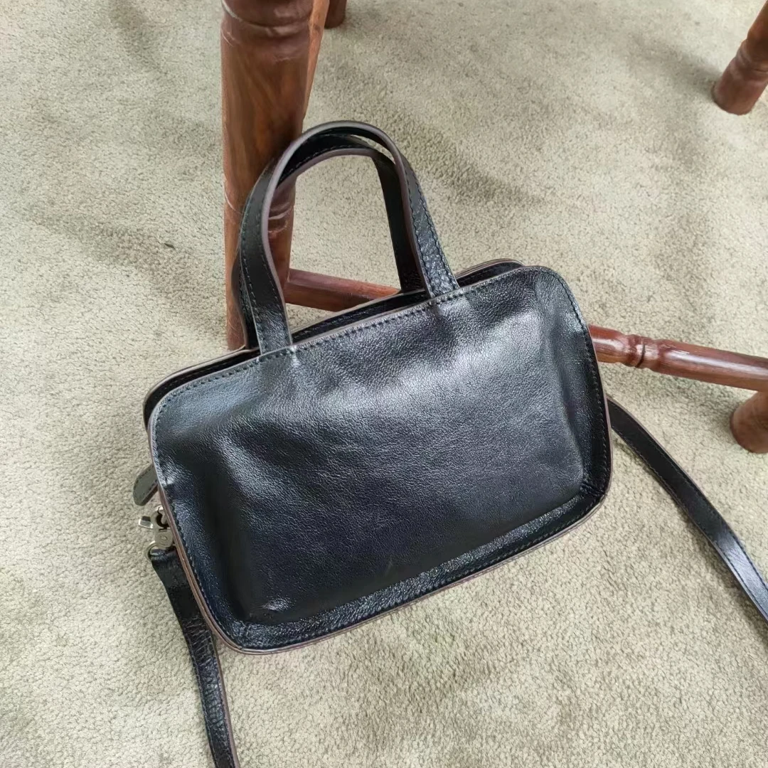 简约复古女包真皮小包包软牛皮手工包手提单肩斜挎包百搭款