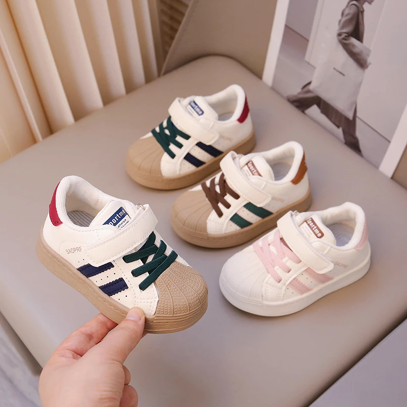 22-31码宝宝春秋儿童男童防撞贝壳头小白鞋女童软底经典板鞋潮