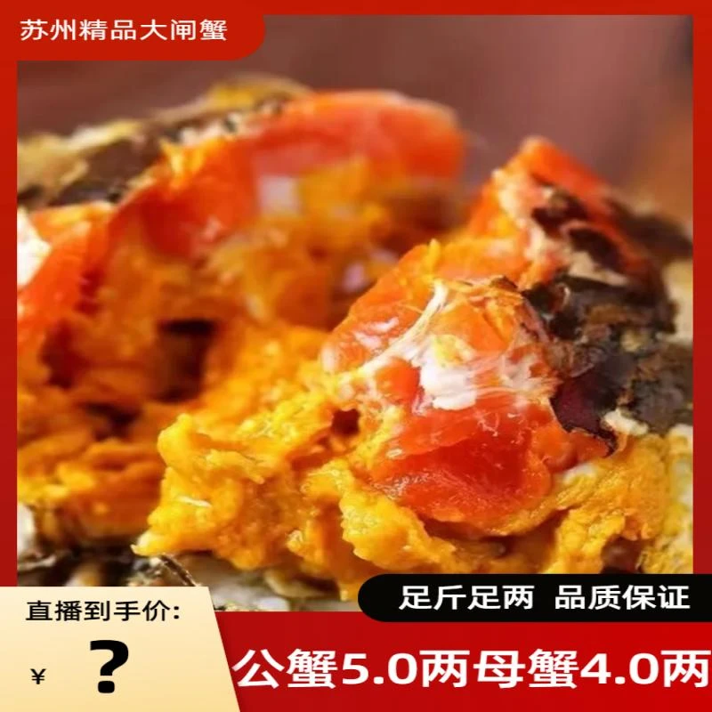 【活蟹】公5.0两+母4.0两【公母搭配】【爆黄】8只 精品苏州大闸蟹-A