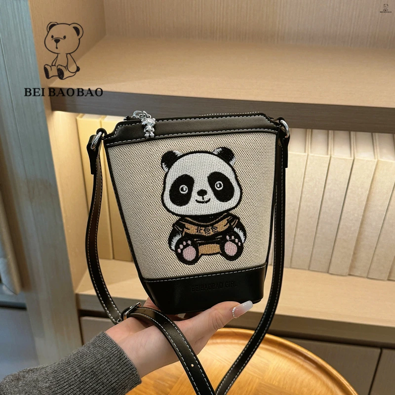 北包包女包新款帆布刺绣小包包时尚撞色单肩包斜挎包包女