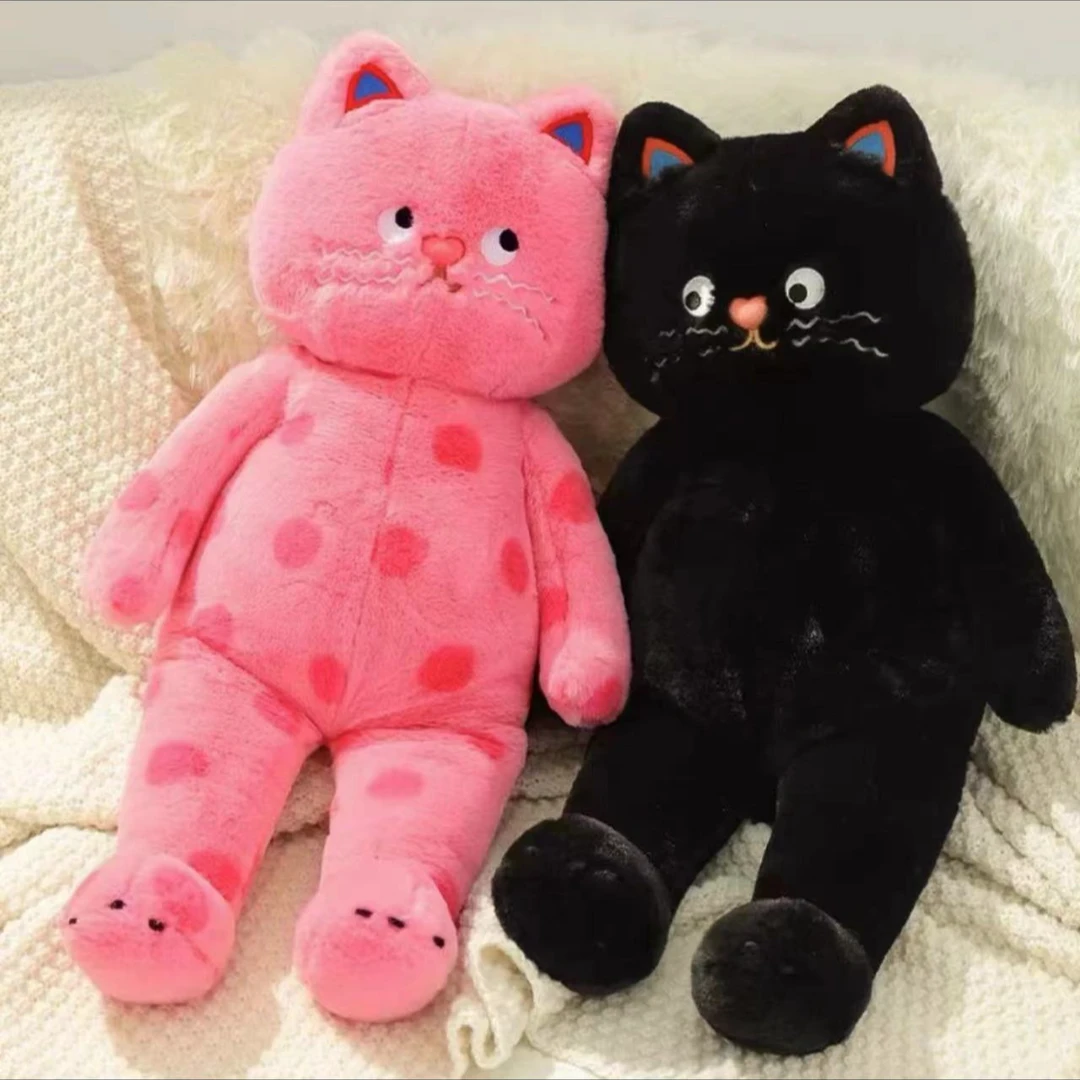 可爱波点猫咪抱枕靠垫抱睡猫公仔毛绒玩偶陪睡娃娃靠枕垫柔软猫头