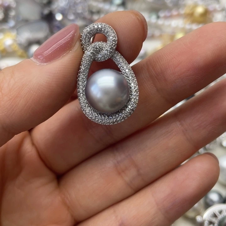 海水珍珠吊坠(不含链)银S925镶嵌