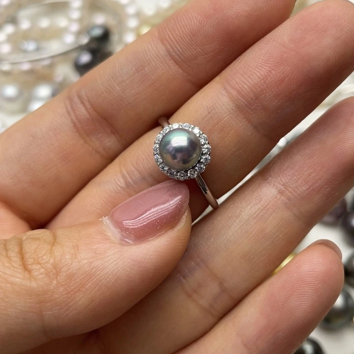海水珍珠戒指银S925镶嵌