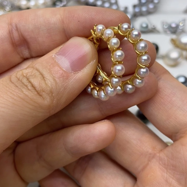 海水珍珠耳饰银S925镶嵌