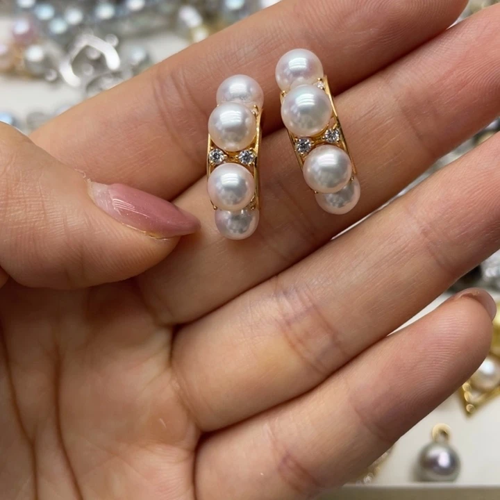 海水珍珠耳饰银S925镶嵌