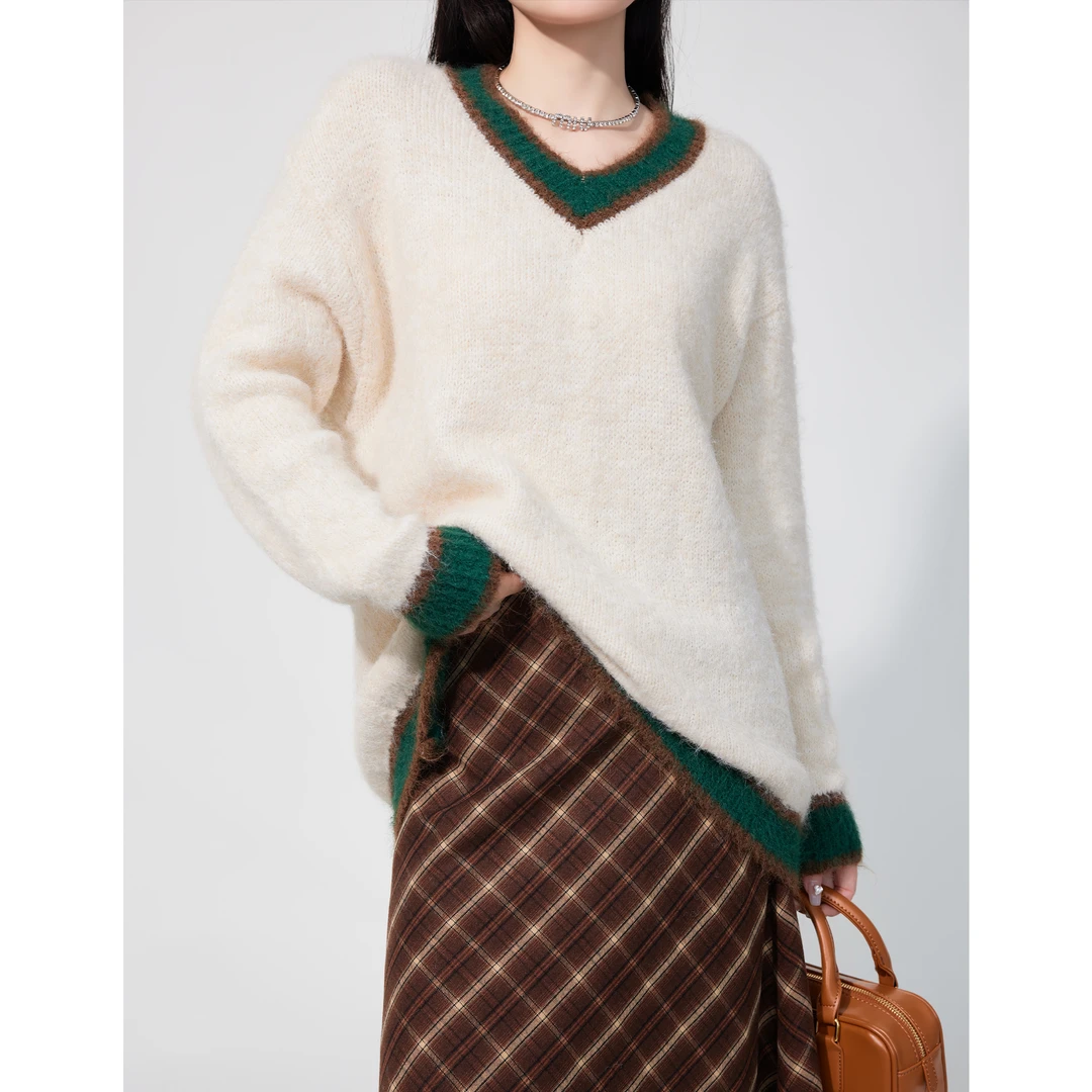 凯哥福利【温婉毛衣】撞色拼接毛衣打底衫秋季宽松J2023092102