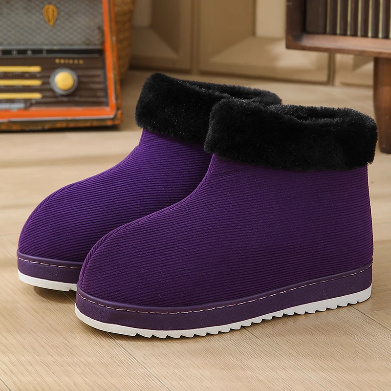 高帮厚底手工棉鞋女包跟防滑缝制棉拖鞋男士中老年老棉鞋保暖外穿