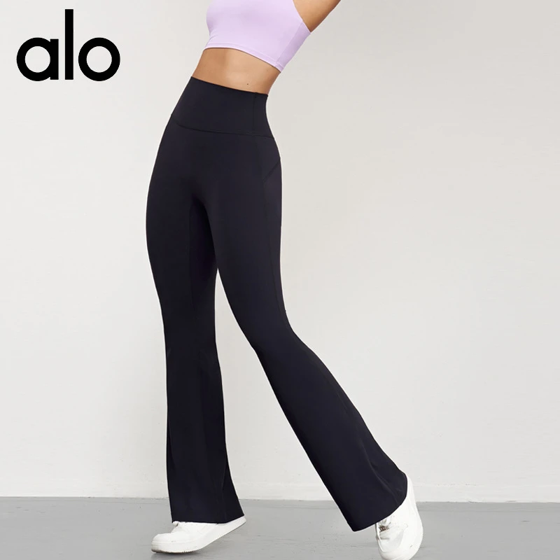 alo yoga裸感瑜伽喇叭裤女莱卡高腰蜜桃提臀运动健身裤休闲阔腿裤