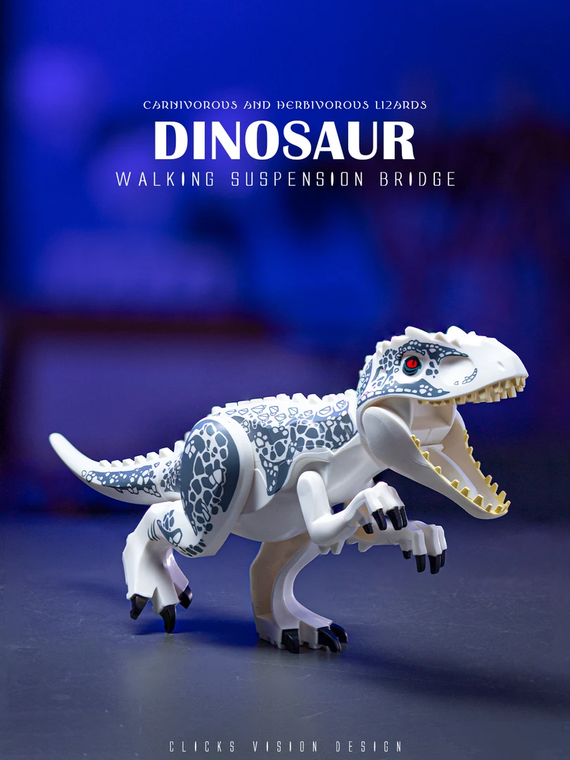 动手动脑恐龙模型拼装玩具积木儿童男孩益智拼插积木霸王龙迅猛龙