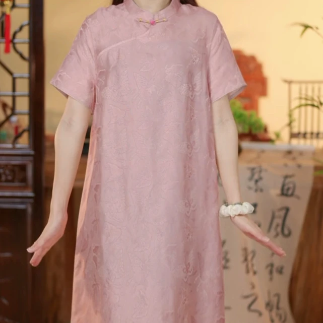 芹 新中式风 连衣裙 粉蝴蝶 L 06024