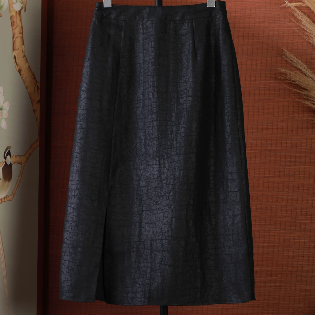 芹  新中式风 半身裙 86161 黑色焦糖