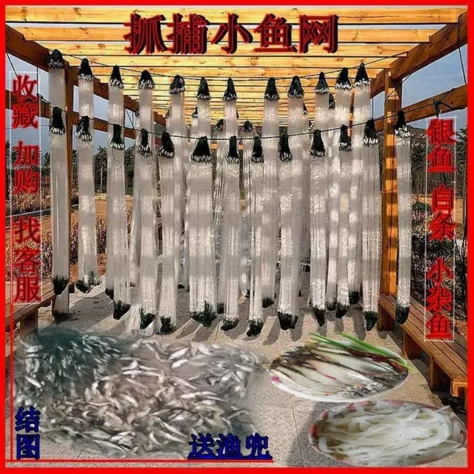 细软丝0.75丝银鱼白条网粘鱼网1指进口白丝单片单层抓捕杂挟坠网