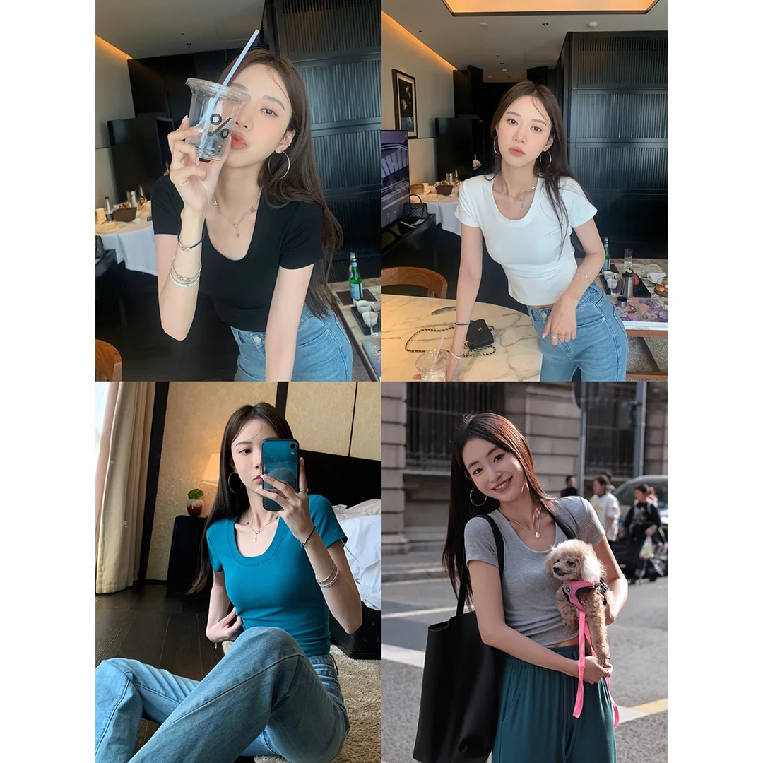 打着灯笼再也抢不到的价格！夏季薄款纯色简约T恤女显瘦002