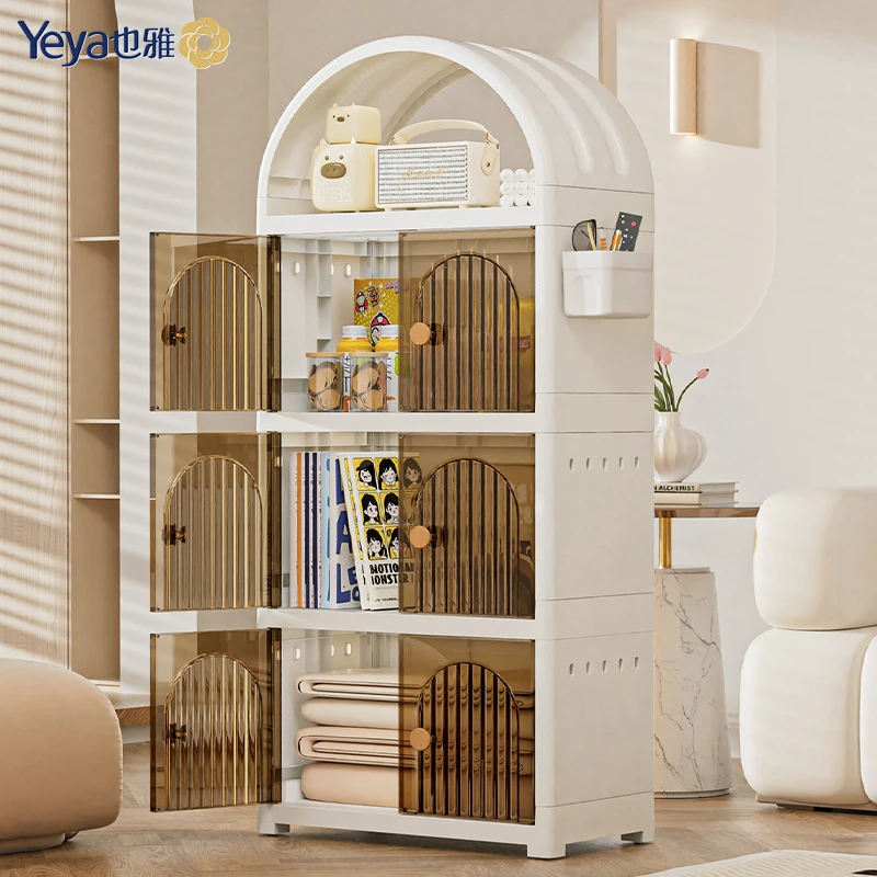 也雅法式多层置物架封闭多功能储物柜大容量客厅卧室书架杂物收纳