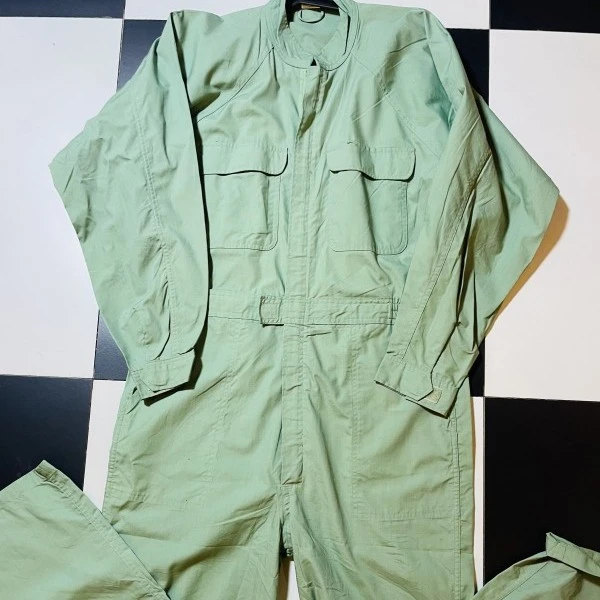 vintage复古工装连体裤休闲时尚绿色夏季户外宽松长裤街头常规