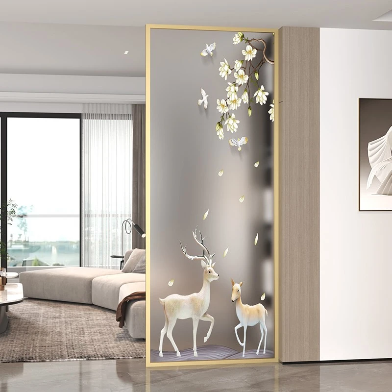 轻奢现代简约长虹艺术玻璃屏风隔断客厅入户门玄关卫生间半墙隔断