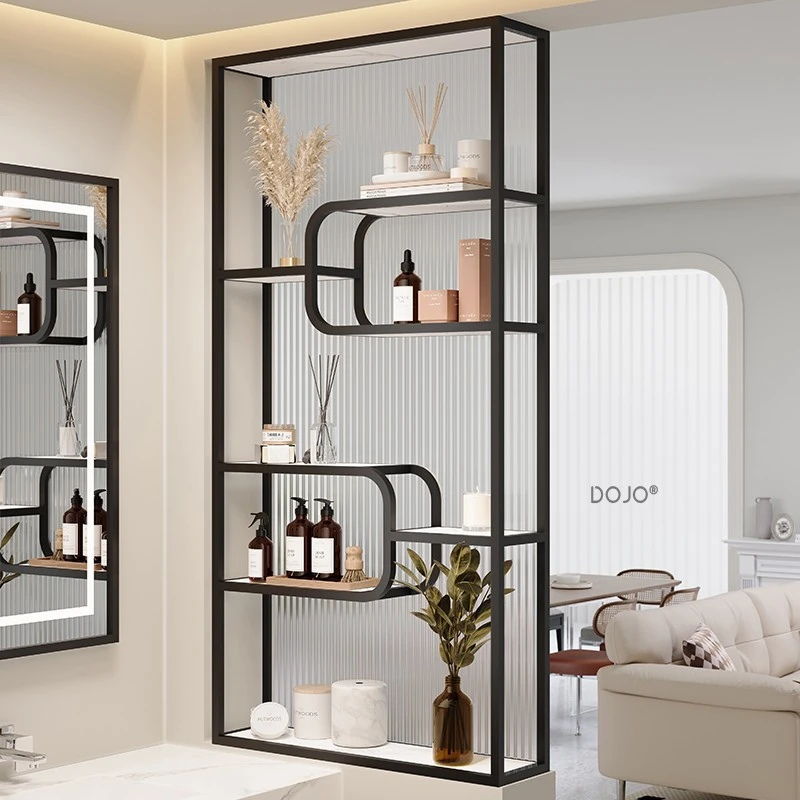 长虹玻璃铁卫生间半墙隔断柜客厅铁艺轻奢风干湿分区洗手台置物架