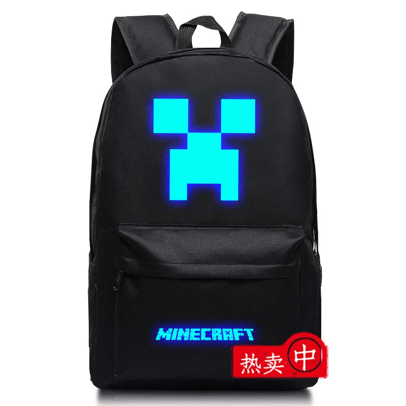 我的世界mc苦力怕末影人夜光像素风单双肩大容量轻便背包书包周边