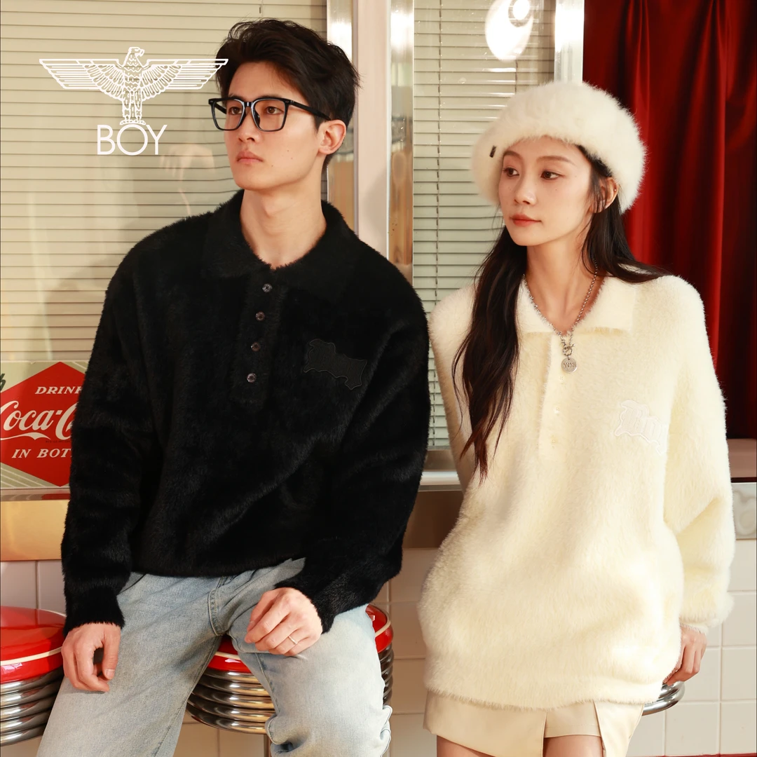 【奶油云朵】BOYLONDON秋季新品情侣款仿貂毛软糯绒绒毛衫N60009